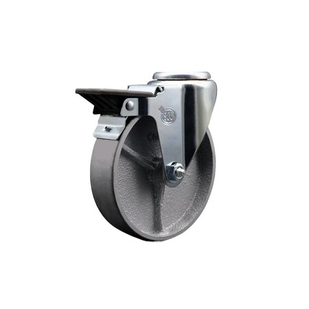 Service Caster 5'' Semi Steel Wheel Swivel Bolt Hole Caster with Posi Lock Brake SCC-BH20S515-SSR-PLB